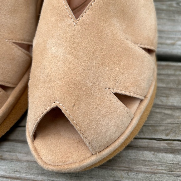 YES Brand Shoes April Peeptoe Slingback Mini Wedge Tan 40 9 - Picture 7 of 12